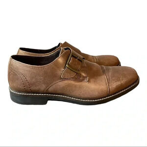 Penguin By Musingwear Brown Men's Cap Toe Leather Monk Strap Shoes Sz 10